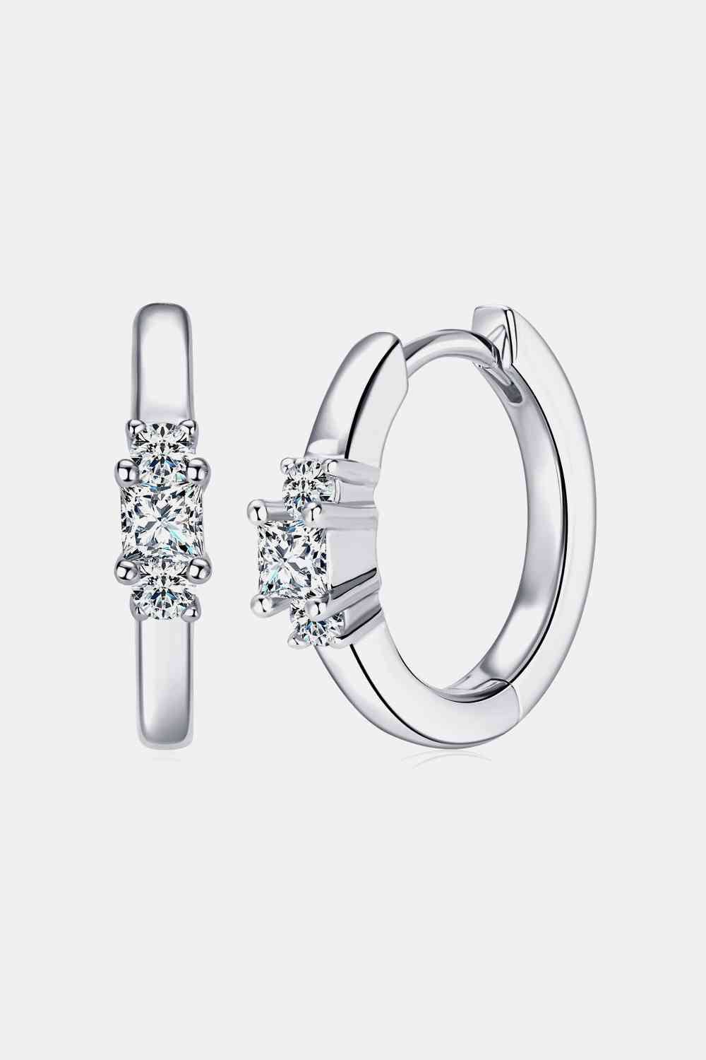Moissanite 925 Sterling Silver Huggie Earrings - Chic Innovations, LLC