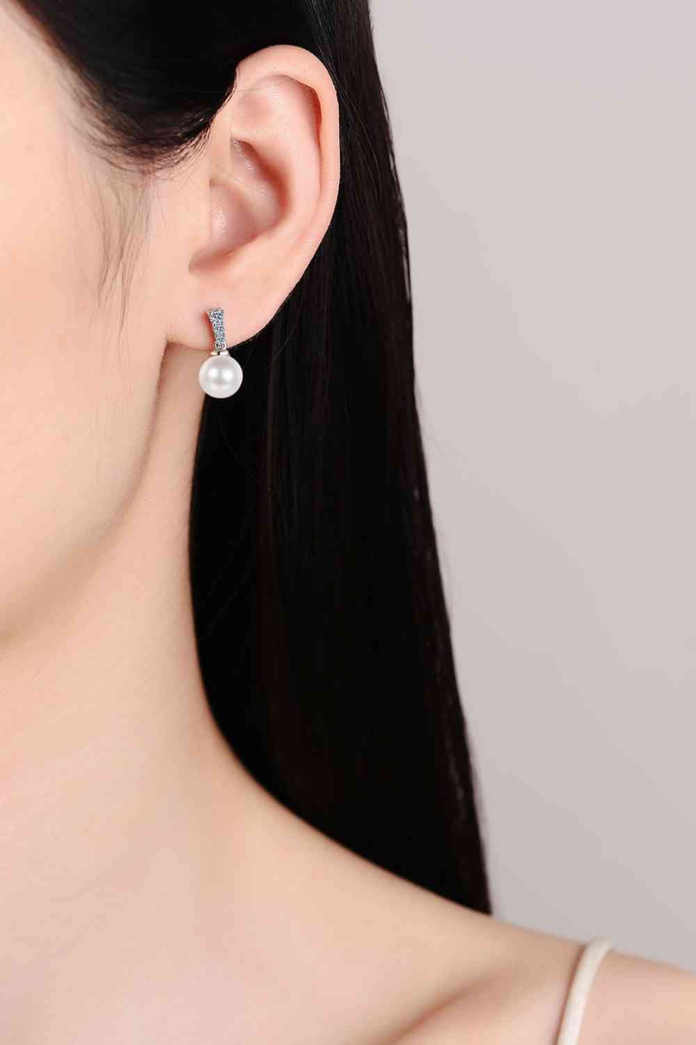 Moissanite Pearl Drop Earrings - Chic Innovations, LLC