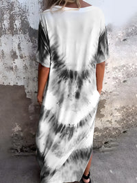 Full Size Pocketed Tie-Dye Short Sleeve Dress - Chic Innovations, LLC