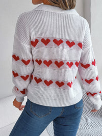 Johnny Collar Heart Long Sleeve Sweater