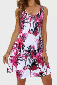 Printed Scoop Neck Wide Strap Mini Dress - Chic Innovations, LLC