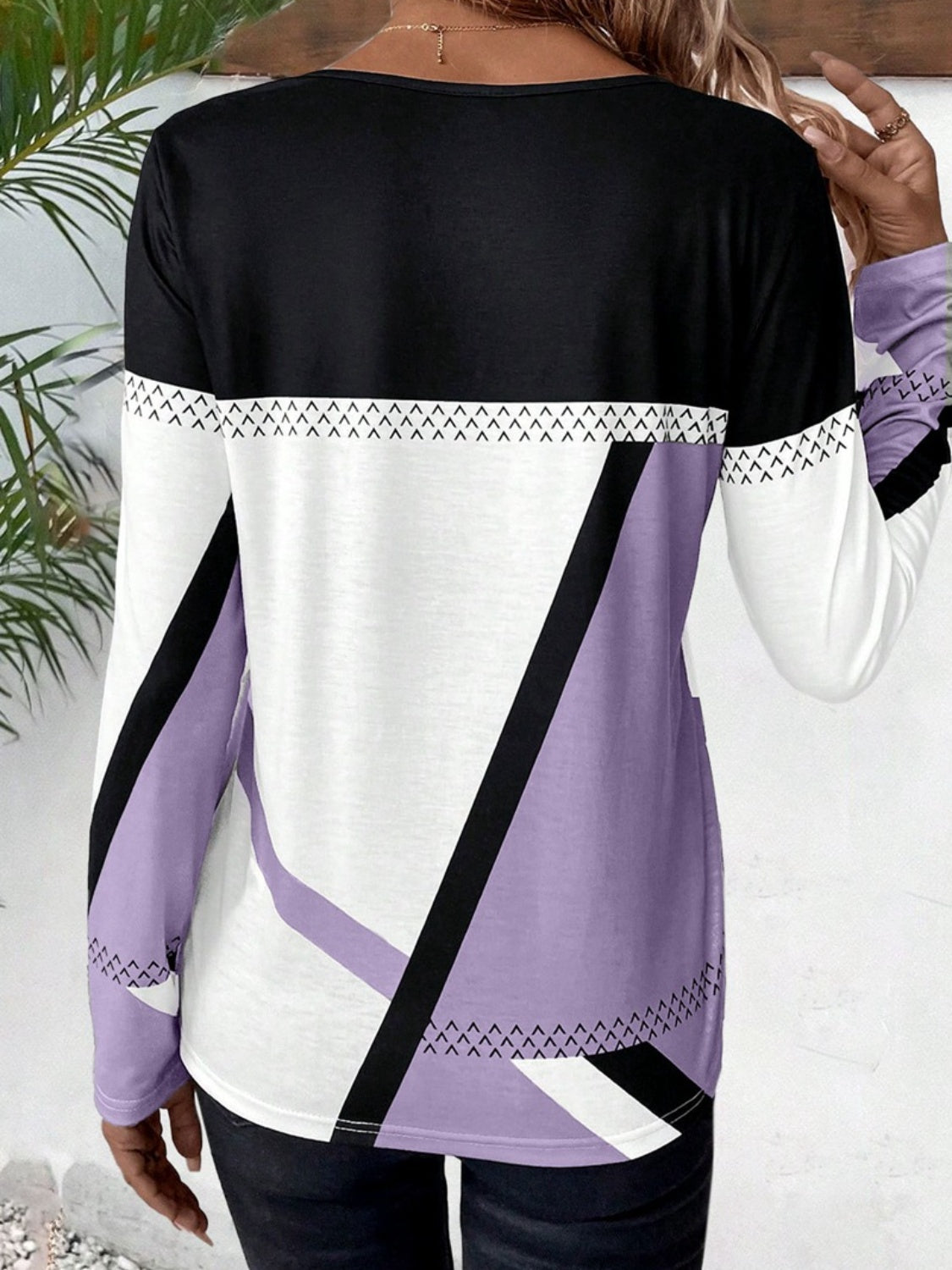 Contrast Round Neck Long Sleeve T-Shirt - Chic Innovations, LLC