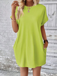 Round Neck Short Sleeve Mini Dress - Chic Innovations, LLC