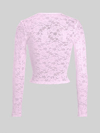 Devine Scoop Neck Long Sleeve Lace Top - Chic Innovations, LLC