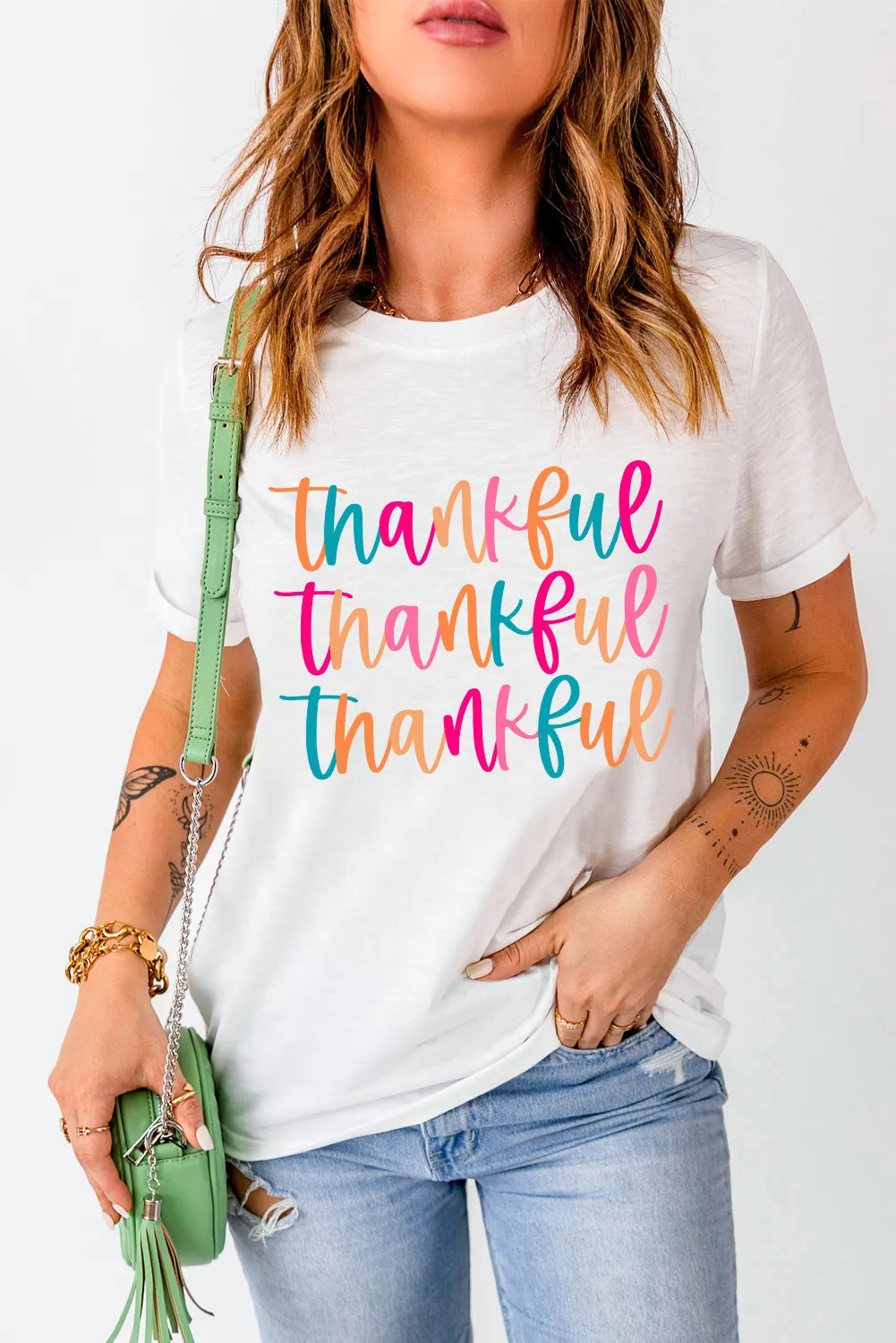 Full Size THANKFUL Round Neck Short Sleeve T-Shirt - Chic Innovations, LLC