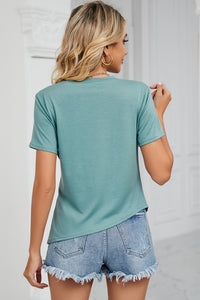 Ruched Round Neck Short Sleeve T-Shirt - Chic Innovations, LLC