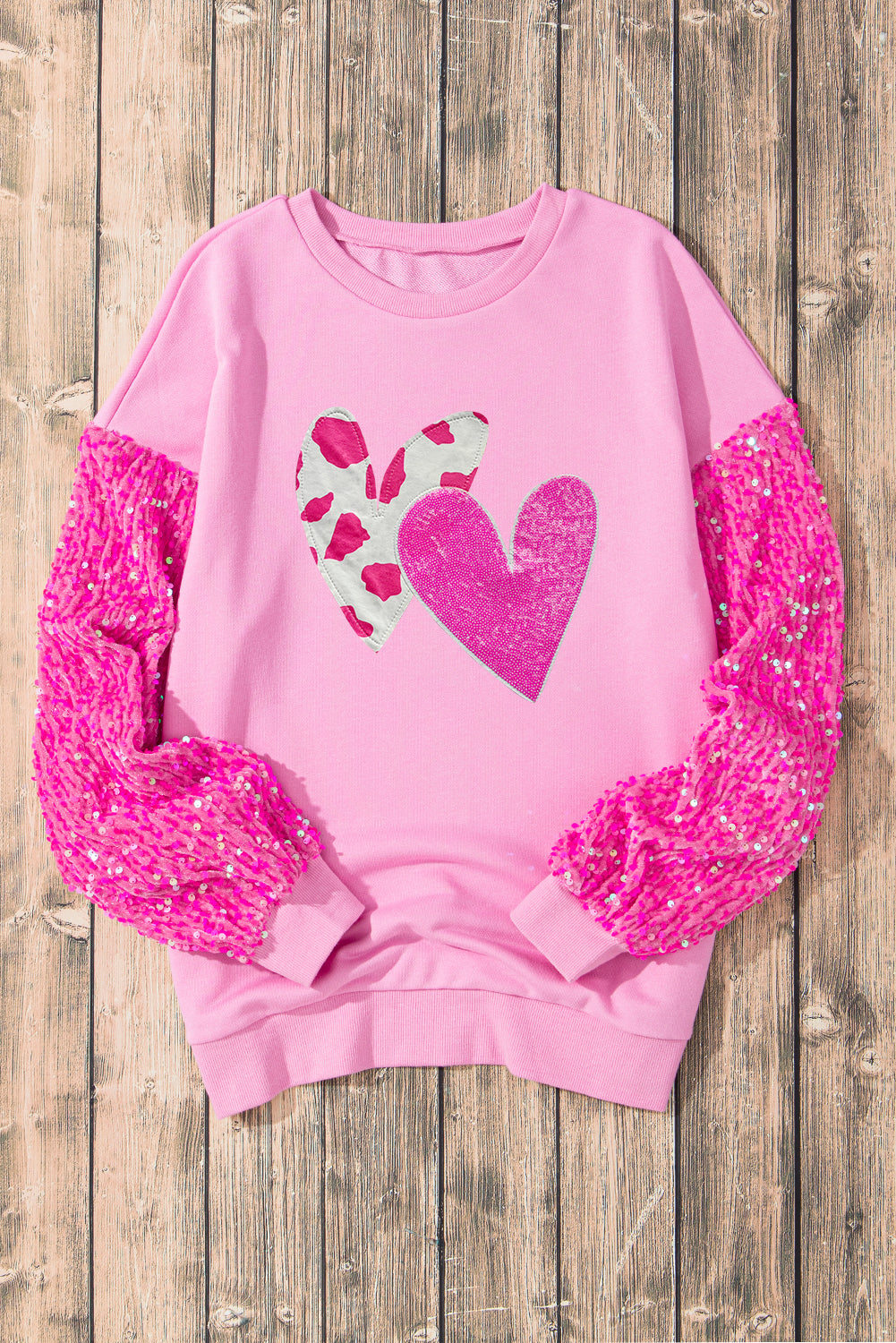 Sequin Heart Long Sleeve Sweatshirt