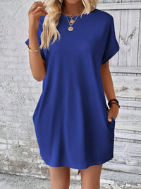 Round Neck Short Sleeve Mini Dress - Chic Innovations, LLC