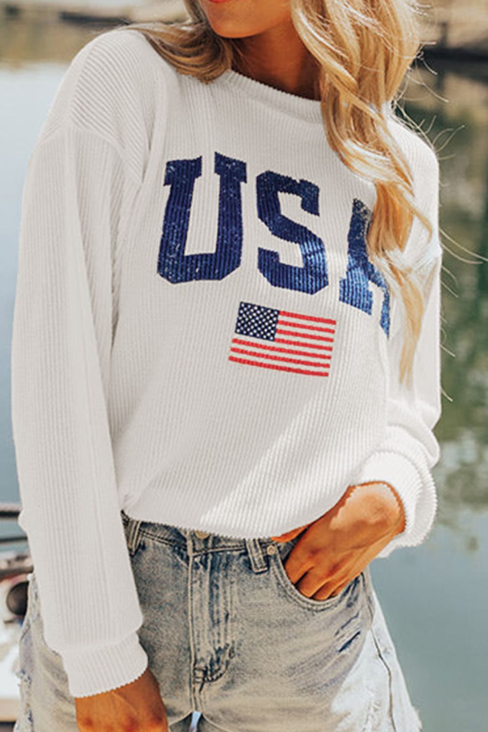 US Flag Corded Sweatshirt