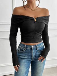 Devine Off-Shoulder Long Sleeve T-Shirt - Chic Innovations, LLC