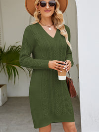 Cable-Knit Mini Sweater Dress