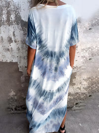 Full Size Pocketed Tie-Dye Short Sleeve Dress - Chic Innovations, LLC