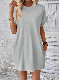 Round Neck Short Sleeve Mini Dress - Chic Innovations, LLC