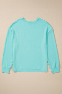 Corded Knit Round Neck Long Sleeve Top - Chic Innovations, LLC