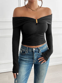 Devine Off-Shoulder Long Sleeve T-Shirt - Chic Innovations, LLC