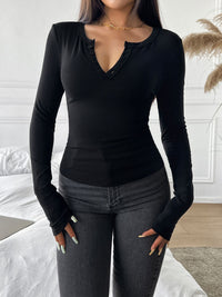 Devine Quarter Button Long Sleeve T-Shirt - Chic Innovations, LLC