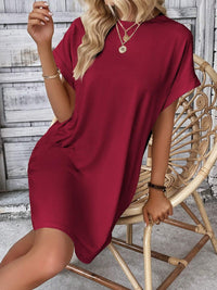 Round Neck Short Sleeve Mini Dress - Chic Innovations, LLC