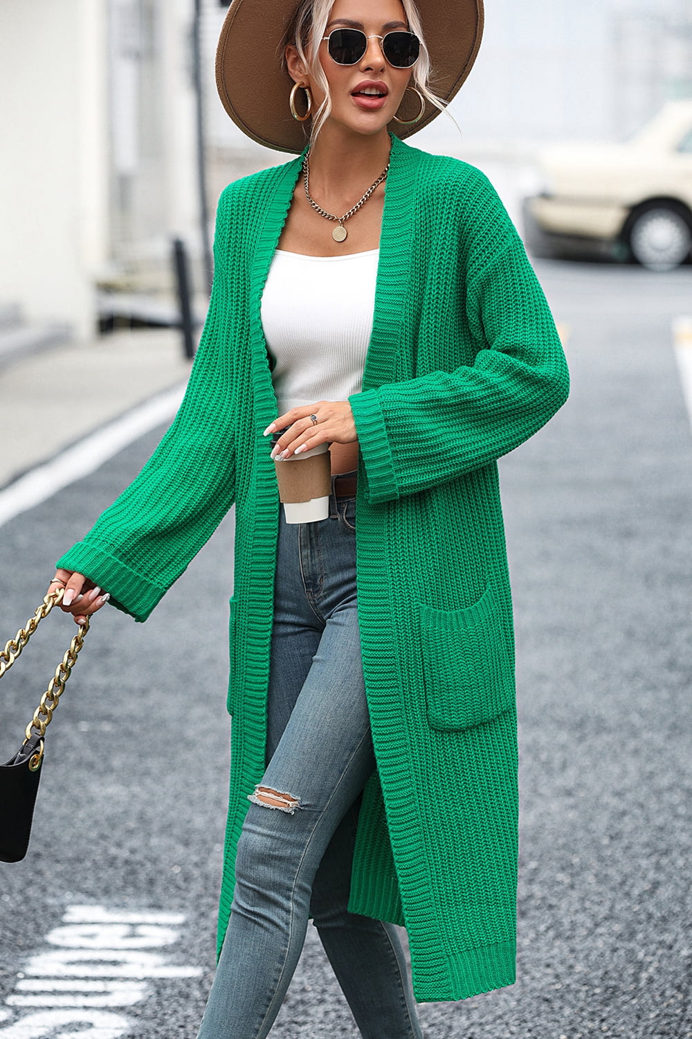 Dropped Shoulder Long Sleeve Cardigan