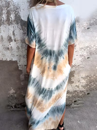 Full Size Pocketed Tie-Dye Short Sleeve Dress - Chic Innovations, LLC