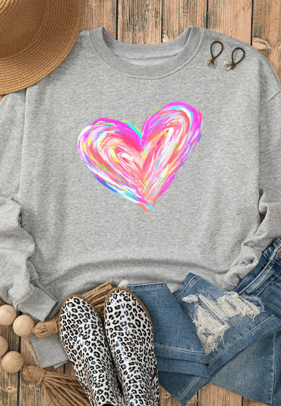 Valentine’s Day Heart Drop Shoulder Sweatshirt