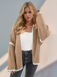 Double Take Contrast Dropped Shoulder Cardigan