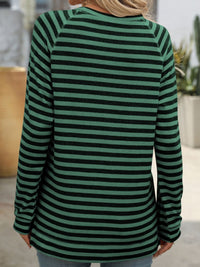 Mandy Striped Round Neck Long Sleeve T-Shirt - Chic Innovations, LLC