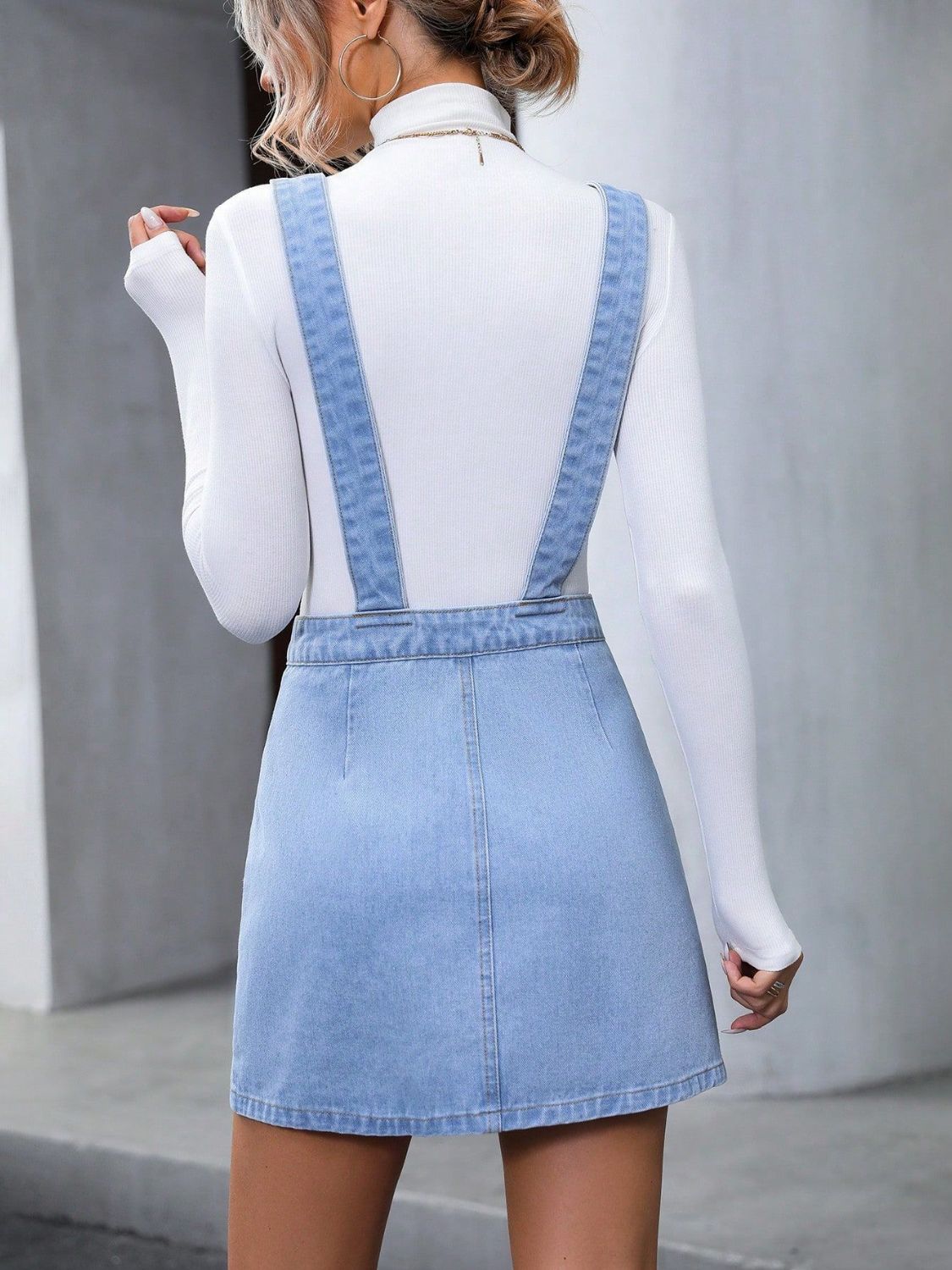 Wide Strap Denim Overall Dress - Chic Innovations, LLC