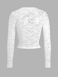 Devine Scoop Neck Long Sleeve Lace Top - Chic Innovations, LLC