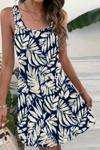 Printed Scoop Neck Wide Strap Mini Dress - Chic Innovations, LLC