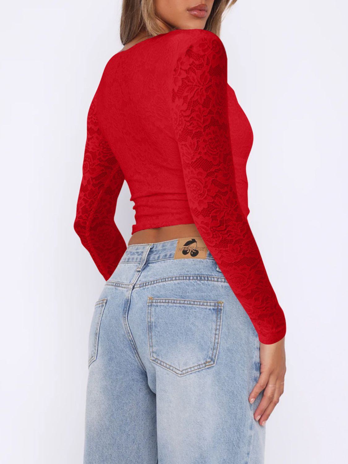 Devine V-Neck Long Sleeve Lace Top - Chic Innovations, LLC