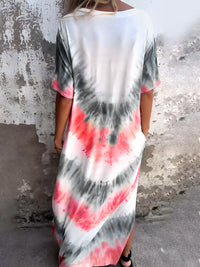 Full Size Pocketed Tie-Dye Short Sleeve Dress - Chic Innovations, LLC