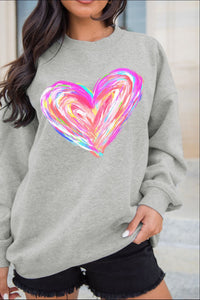 Valentine’s Day Heart Drop Shoulder Sweatshirt