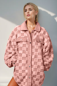 Double Take Button Up Checkered Shacket