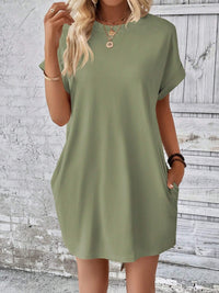 Round Neck Short Sleeve Mini Dress - Chic Innovations, LLC