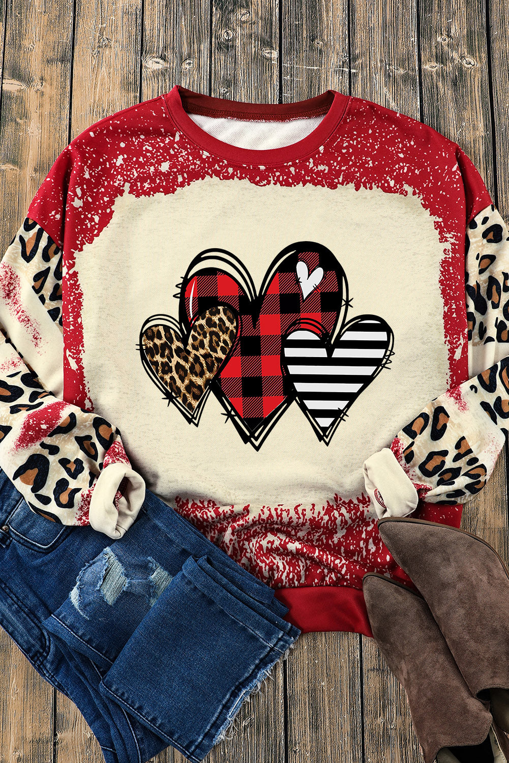 Leopard Print Heart Sweatshirt