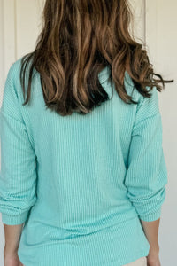 Corded Knit Round Neck Long Sleeve Top - Chic Innovations, LLC