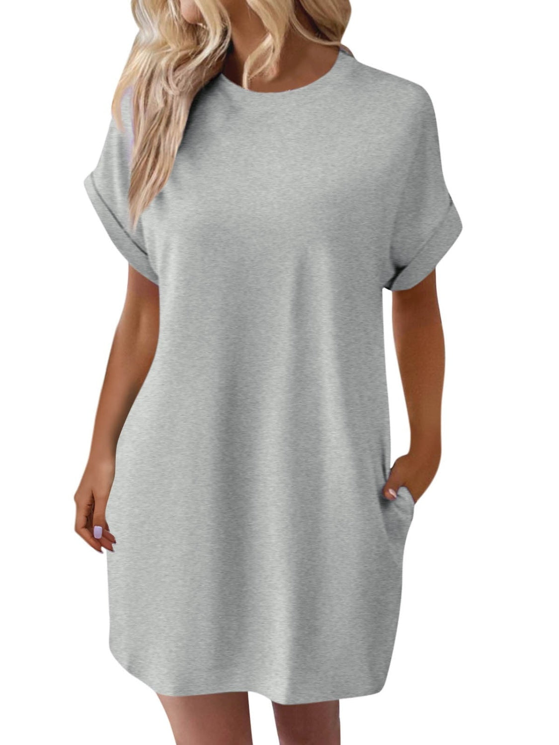 Round Neck Short Sleeve Mini Dress - Chic Innovations, LLC