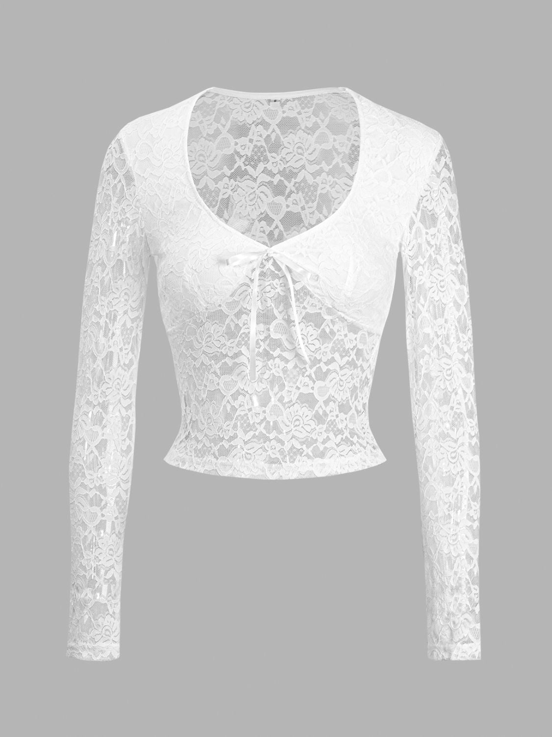 Devine Scoop Neck Long Sleeve Lace Top - Chic Innovations, LLC