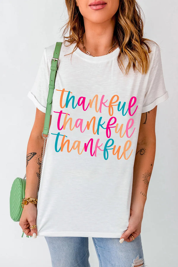 Full Size THANKFUL Round Neck Short Sleeve T-Shirt - Chic Innovations, LLC