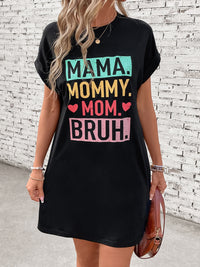 Letter Graphic Short Sleeve Mini Tee Dress - Chic Innovations, LLC