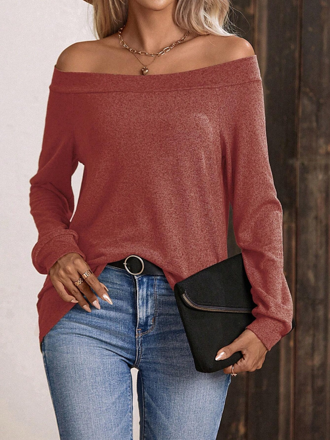 Off-Shoulder Long Sleeve T-Shirt - Chic Innovations, LLC