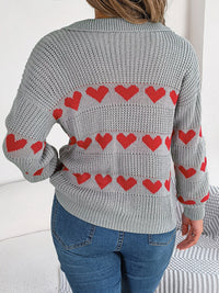 Johnny Collar Heart Long Sleeve Sweater