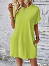 Round Neck Short Sleeve Mini Dress - Chic Innovations, LLC