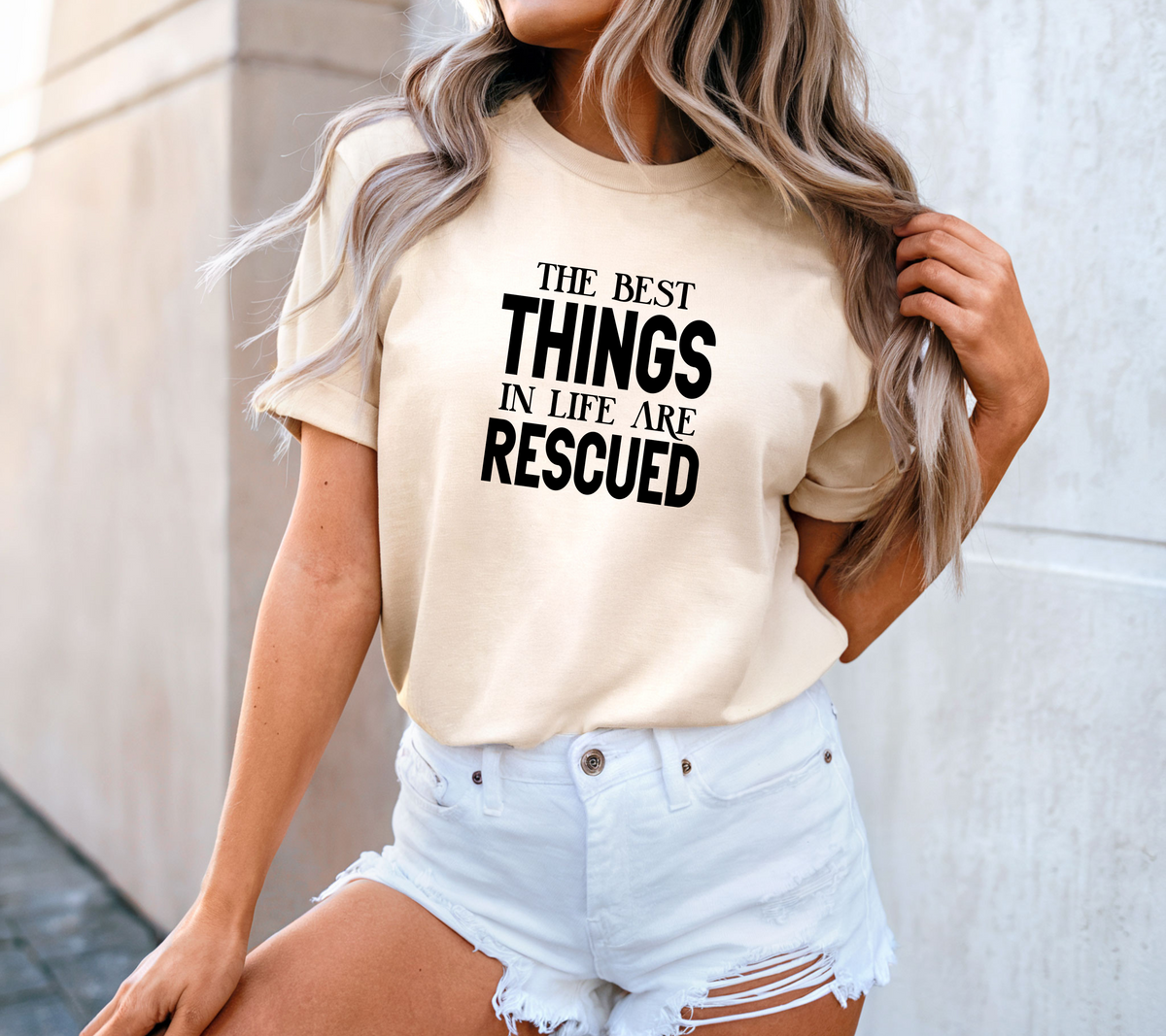 "The Best Things in Life Are Rescued" Tee