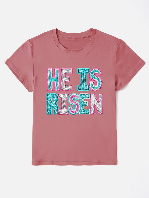 HE IS RISEN Sequin Round Neck T-Shirt - Chic Innovations, LLC