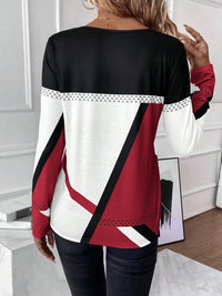 Contrast Round Neck Long Sleeve T-Shirt - Chic Innovations, LLC