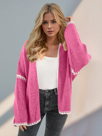 Double Take Contrast Dropped Shoulder Cardigan