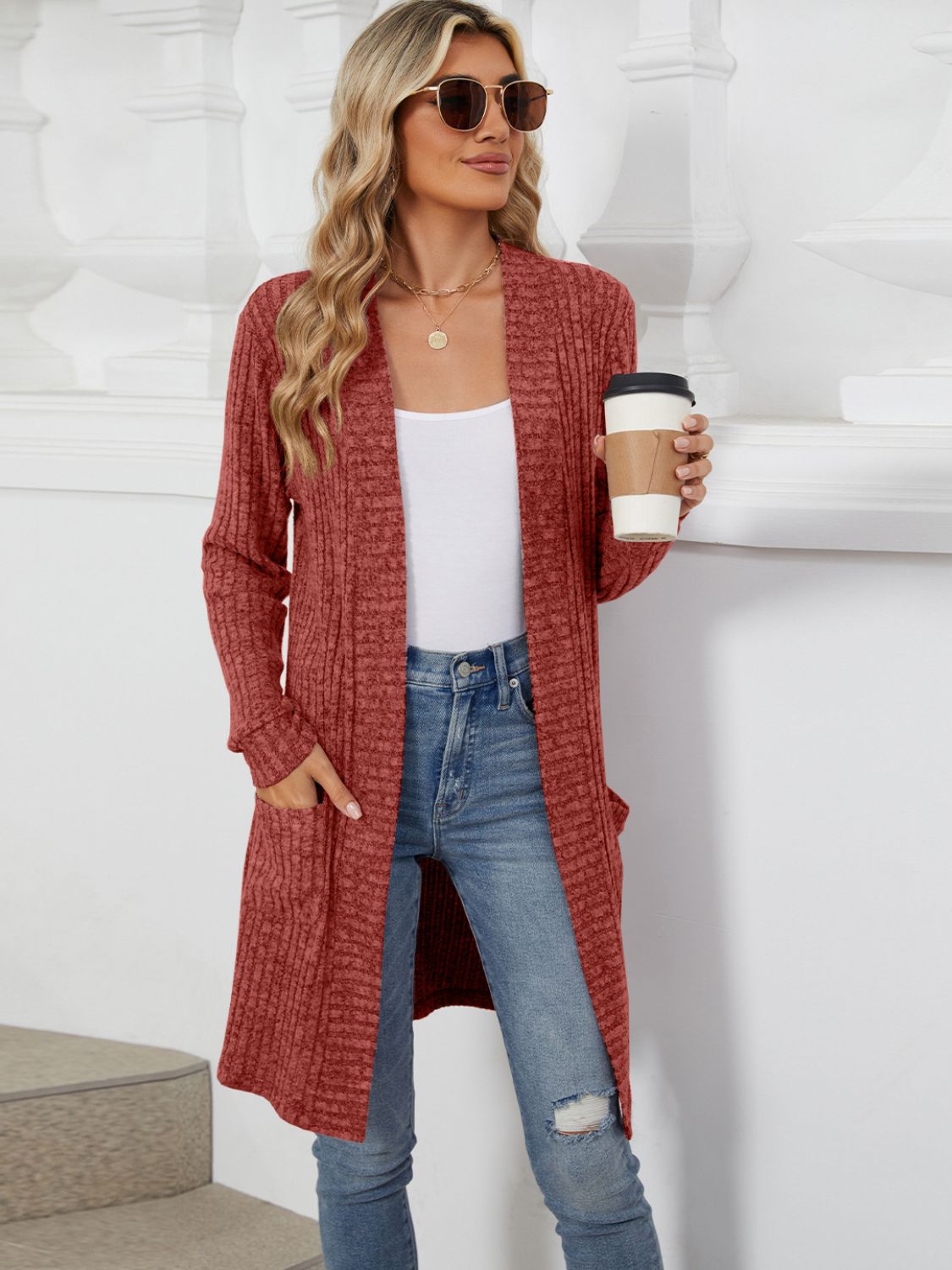 Open Front Long Sleeve Cardigan - Chic Innovations, LLC