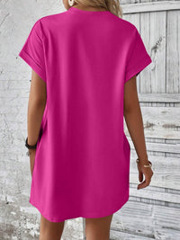 Round Neck Short Sleeve Mini Dress - Chic Innovations, LLC