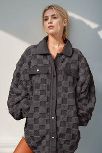 Double Take Button Up Checkered Shacket